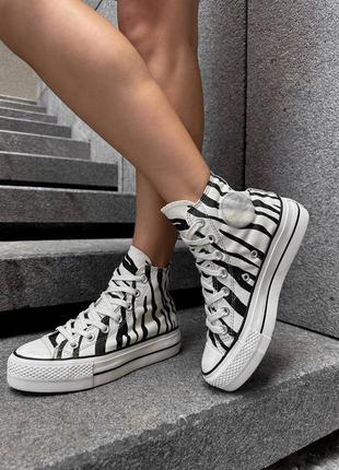 Converse chuck taylor all star platform high top zebra6 фото