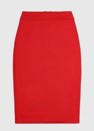 Трикотажная теплая юбка-карандаш красного цвета "rinascimento"