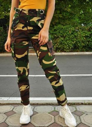 Якісні натуральні жіночі джинси штани карго мілітарі  bershka8 фото