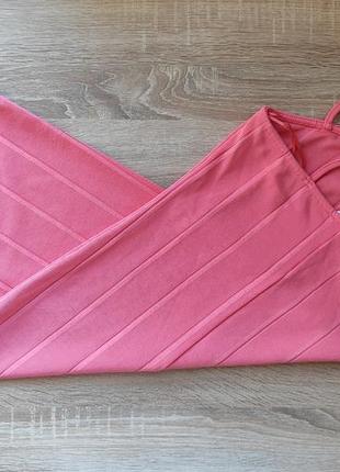 Миниатюрная мини-платье miss selfridge в рубчик ярко-розового цвета3 фото