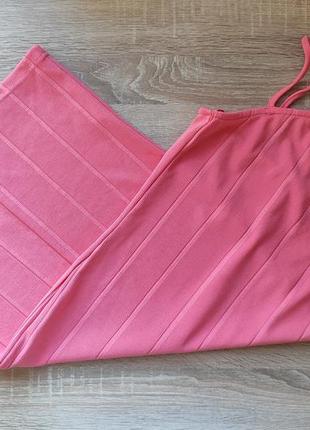 Миниатюрная мини-платье miss selfridge в рубчик ярко-розового цвета4 фото
