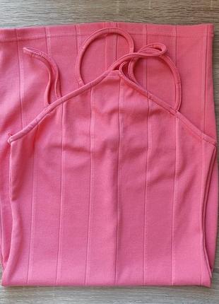 Миниатюрная мини-платье miss selfridge в рубчик ярко-розового цвета6 фото