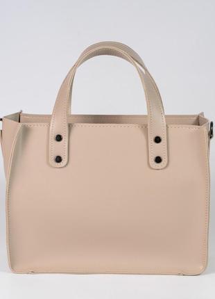 Женская сумка бежевая сумка тоут сумка на коротких ручках сумка среднего размера классическая сумка3 фото