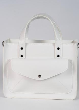Женская сумка белая сумка тоут сумка на коротких ручках сумка среднего размера классическая сумка2 фото