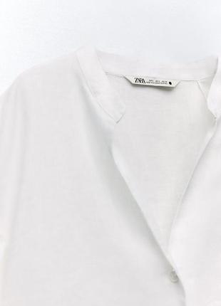 Рубашка женская zara, цвет белый😍 льон лляна сорочка7 фото