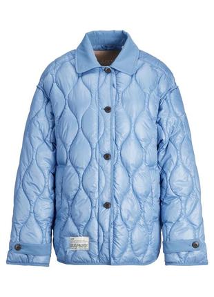 Демісезонна оверсайз куртка, стьобана куртка, куртка сорочка, блакитна куртка бренду jjxx7 фото
