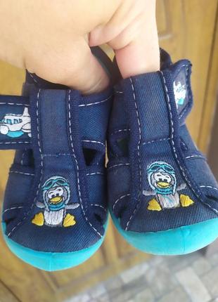 Текстильные босоножки для мальчика, темно-синий с голубым, 21й размер