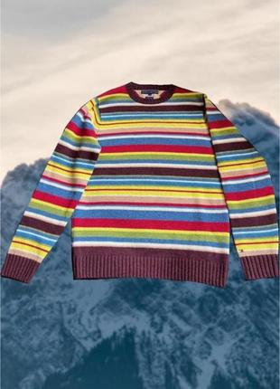 Вовняний светр джемпер tommy hilfiger оригінальний у смужку різнокольоровий