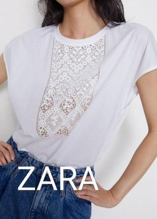 Новый стильный коттоновый топ блузка с вышивкой бренда zara u9 12-14 eur 40-42