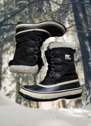 Шкіряні чоботи sorel waterproof hand crafted natural rubber оригінальні високі чорні з хутром