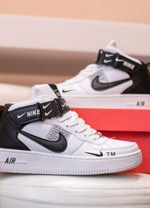 Распродажа! nike air force 1 mid кроссовки женские кожаные отличное качество кеды найк форс высокие кожа весенние осенние демисезонные демисезонные1 фото