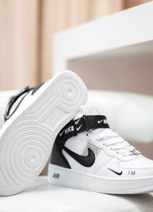 Распродажа! nike air force 1 mid кроссовки женские кожаные отличное качество кеды найк форс высокие кожа весенние осенние демисезонные демисезонные7 фото