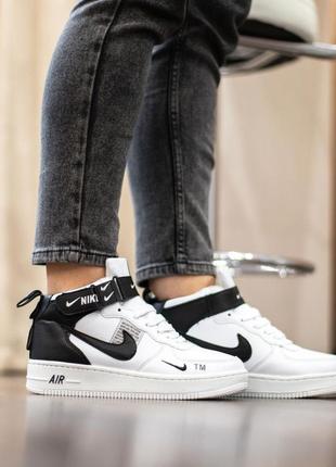 Распродажа! nike air force 1 mid кроссовки женские кожаные отличное качество кеды найк форс высокие кожа весенние осенние демисезонные демисезонные6 фото