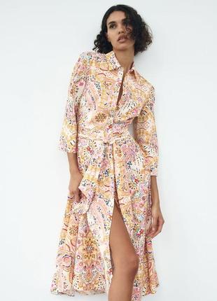 Zara -60% 💛 сукня етно принт розкішна котон стильна хs, м, l
