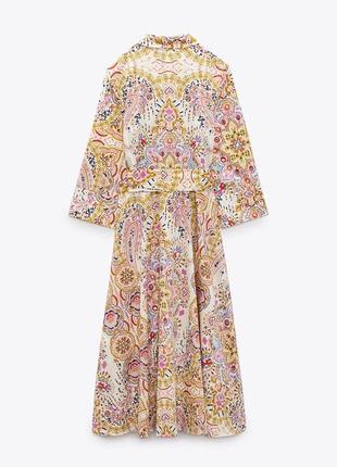 Zara -60% 💛 платье этно принт роскошное коттон стильное хs, м, l5 фото