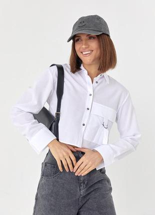 Укороченная женская рубашка с накладным карманом артикул: 144441 фото
