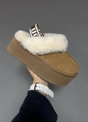 Шикарные женские угги на платформе ugg funkette platform chestnut premium коричневые