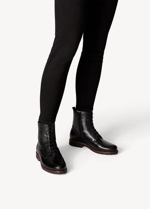 Шкіряні жіночі німецькі 🇩🇪 черевички на шнурівці tamaris  37-38 розмір5 фото