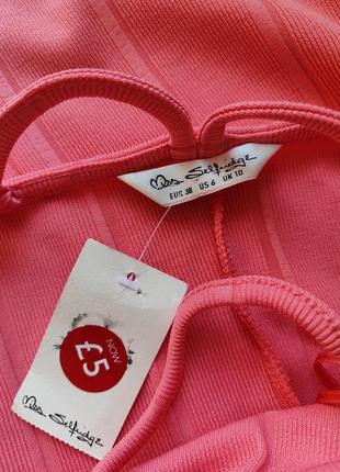 Миниатюрная мини-платье miss selfridge в рубчик ярко-розового цвета9 фото