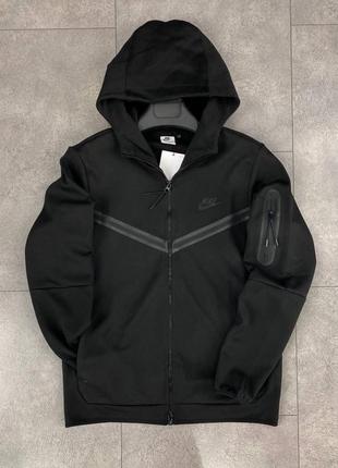 Мужская толстовка худи с капюшоном черная зип худи nike tech fleece