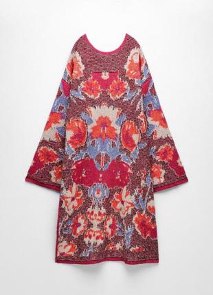 Туника в стиле бохо zara вязаное цветное разноцветное платье зара
