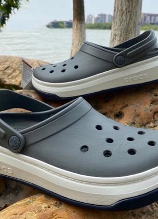 Крокс крокбэнд фул форс клог платформ серые crocs crocband full force clog slate gray