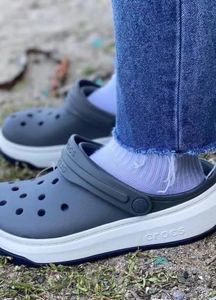 Крокс крокбэнд фул форс клог платформ серые crocs crocband full force clog slate gray