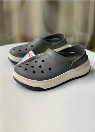 Крокс крокбенд фул форс клог платформ сірі crocs crocband full force clog slate gray