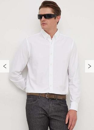 Біла сорочка hugo boss, бавовна