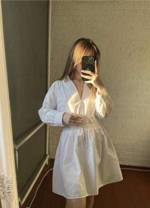 Базовое белое платье рубашка zara