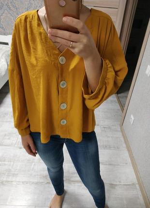 Шикарна актуальна блуза жовта гірчична батл1 фото
