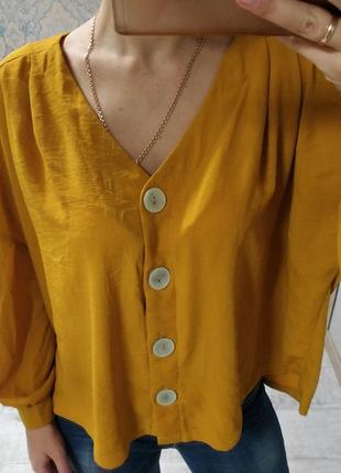 Шикарна актуальна блуза жовта гірчична батл2 фото