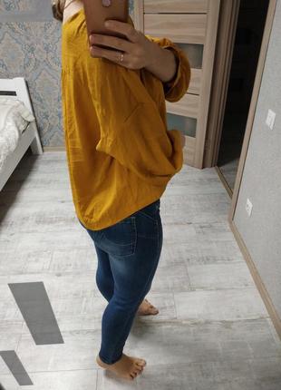Шикарна актуальна блуза жовта гірчична батл3 фото