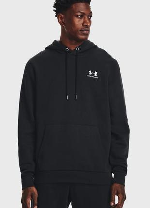 Under armour мужское черное худи ua essential fleece hoodie