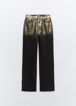 Металлизированные джинсы zara 32 размер