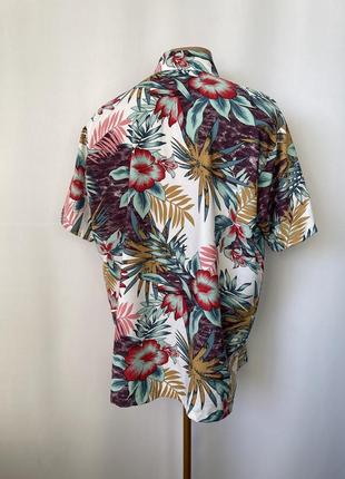 Яркая рубашка гавайка тениска винтаж в бирюзовых розовых тонах2 фото
