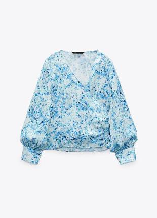 Нова сатинова блузка zara атласна блуза на запах2 фото