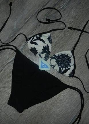 Xs/36 h&m,швеция!черный раздельный купальник шторки с бисером