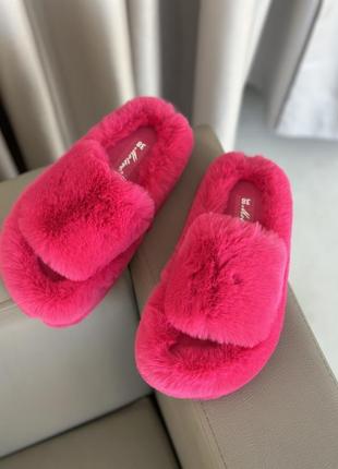 Самые трендовые комнатные пушистые тапочки тапули пушистики 22 цвета