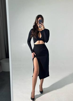 Длиная женская юбка с регулируемым разрезом