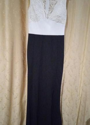 Платье вечернее черное с белым3 фото