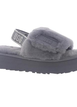 Женские тапочки на платформе ugg disco slide grey. оригинал