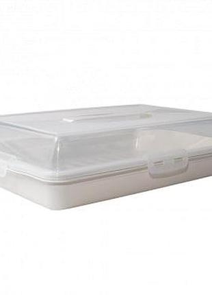 Тортівниця з кришкою прямокутна 44*30*9,5 см біла троянда алеана 169057