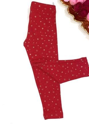 Лосины красного цвета с золотистым принтом, утепленные. 1/ бренд: c&amp;a/2размер: 📌 98