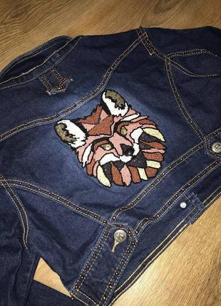 ❤️🧡💛 джинсовая куртка вышита бисером лисичка