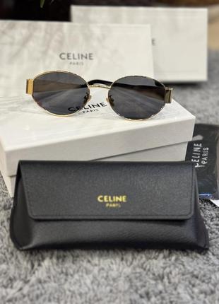 Стильні окуляри  в стилі celine gold/silver6 фото