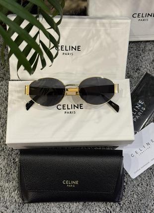 Стильні окуляри  в стилі celine gold/silver10 фото