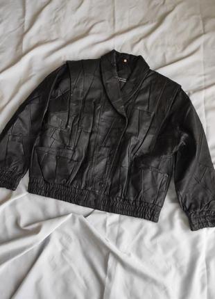 Стильная винтажная оверсайз куртка бомбер из натуральной кожи