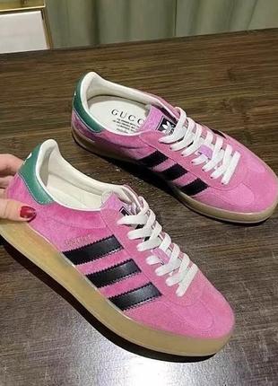 Кроссовки кеды коллаборация gucci adidas gazelle1 фото