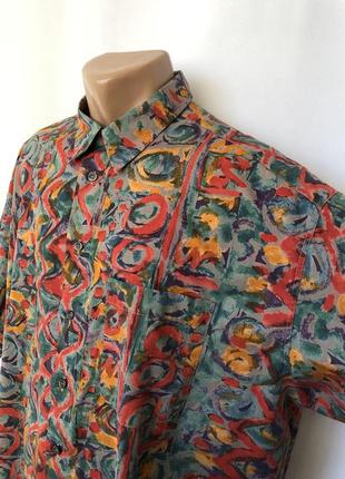 Винтаж гавайка рубашка гавайская винтажная тенниска хлопок абстрактный рисунок2 фото